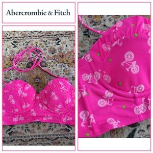 Abercrombie & Fitch Size S Underwire Push Up Hot Pink Bicycle Bralette Bikini